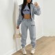 Padded Sweatshirt Letter Printed Hooded Sport Casual Three Piece Set TK-003