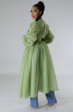 Solid Cchiffon Patchwork Long Sleeve Long Dress XHXF-8685