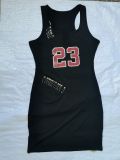 Plus Size Pin Letter Printed Sleeveless Mini Dress YIM-368