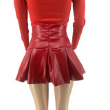 Sexy Pleated Leather Skirt YH-5324
