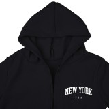 Padded Sweatshirt Letter Printed Hooded Sport Casual Three Piece Set TK-003