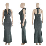 Sexy Low-cut Halter Tie Up Fishtail Dress ME-8451