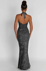 Sexy Low-cut Halter Tie Up Fishtail Dress ME-8451