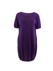 Solid Color Short Sleeve Lantern Dress HNIF-042