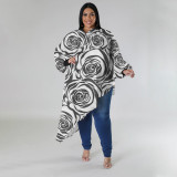 Plus Size Sleeve Round Neck Printed Chiffon Top NNWF-7942