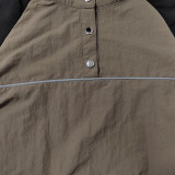 Lapel Color Block Long Sleeve Pants Sport Two Piece Set MUE-7970