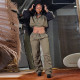 Lapel Color Block Long Sleeve Pants Sport Two Piece Set MUE-7970