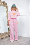 Letter Print Long Sleeve  Sweatshirt And Pants Thickened Two Piece Set XMF-318