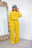 Letter Print Long Sleeve  Sweatshirt And Pants Thickened Two Piece Set XMF-318
