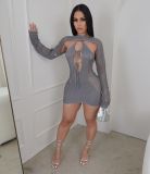 Sexy Hollow Out Tie Up Backless Mini Dress MDF-5387