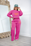 Letter Print Long Sleeve  Sweatshirt And Pants Thickened Two Piece Set XMF-318