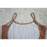 Long Sleeve Tops And Sling U Neck Tigh Jumpsuit 2 Piece Set YF-10648