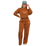 Letter Print Long Sleeve  Sweatshirt And Pants Thickened Two Piece Set XMF-318