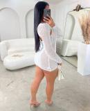 Sexy Hollow Out Tie Up Backless Mini Dress MDF-5387