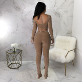 Sexy Solid Square Neck And Pencil Pants 2 Piece Set YF-10649