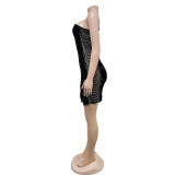 Fashion Single Shoulder Sequin Split Mini Dress BY-6719