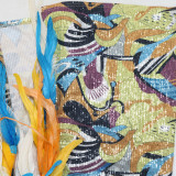 Sexy Sling Velour Patchwork Sequin Split Feather Evening Dress CYA-900826