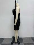 Plus Size Feather Patchwork Sequin Tobe Tops Mini Dress NY-2852