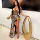 Sexy Sling Velour Patchwork Sequin Split Feather Evening Dress CYA-900826