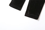 Long Sleeve Velour High Collar Tight Jumpsuit XEF-35900