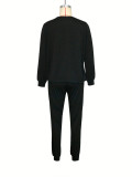 Letter Print Long Sleeve T Shirt And Pants Two Piece Set SH-390826