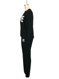 Letter Print Long Sleeve T Shirt And Pants Two Piece Set SH-390826