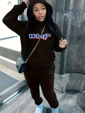Letter Print Sport Hooded Sweatshirts Two Piece Pant Set SXF-31001