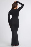 Solid Color Square Neck Slim Two Piece Skirt Set  MZ-2823