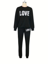 Letter Print Long Sleeve T Shirt And Pants Two Piece Set SH-390826
