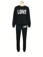 Letter Print Long Sleeve T Shirt And Pants Two Piece Set SH-390826