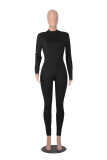 Solid Color Long Sleeve Zipper Sport Jumpsuit MZ-2818