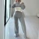 Contrast Color Patchwork Long Sleeve 2 Piece Pants Set BN-9438