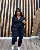 Patchwork Padded Casual Sports Hooded Two Piece Set AL-7507