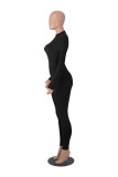 Solid Color Long Sleeve Zipper Sport Jumpsuit MZ-2818