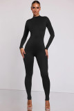 Solid Color Long Sleeve Zipper Sport Jumpsuit MZ-2818