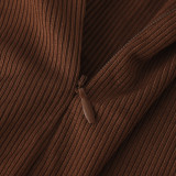 Solid Color Long Sleeve Zipper Sport Jumpsuit MZ-2818