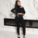 Long Sleeve Zip Tops And Pants Solid 2 Piece Set XEF-35960
