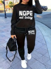 Long Sleeve Letter Print T Shirt Two Piece Pants Set SH-390827