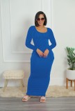 Long Sleeve Solid Color Sweater Maxi Dress FSXF-569