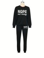 Long Sleeve Letter Print T Shirt Two Piece Pants Set SH-390827