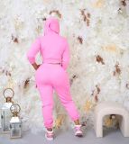 Patchwork Padded Casual Sports Hooded Two Piece Set AL-7507