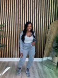 Patchwork Padded Casual Sports Hooded Two Piece Set AL-7507