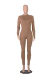 Solid Color Long Sleeve Zipper Sport Jumpsuit MZ-2818
