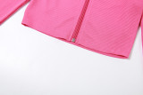 Long Sleeve Zip Tops And Pants Solid 2 Piece Set XEF-35960