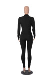 Solid Color Long Sleeve Zipper Sport Jumpsuit MZ-2818