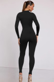 Solid Color Long Sleeve Zipper Sport Jumpsuit MZ-2818