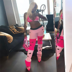 Sexy Hollowed Out Color Contrast Knit Pants XEF-35655