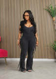 Short Sleeve Tight Tassel Jumpsuit BDF-7078