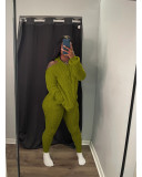 Solid Color Off Shoulder Hooded Sweater Two Piece Pants Set QXTF-8217