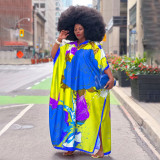 Print Short Sleeve Loose Maxi Dress YF-7784